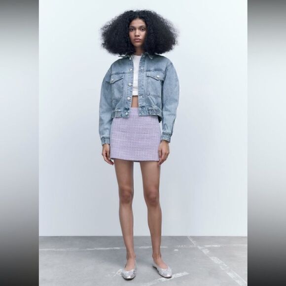 Zara Tweed Gingham Mini Skirt - Picture 5 of 11